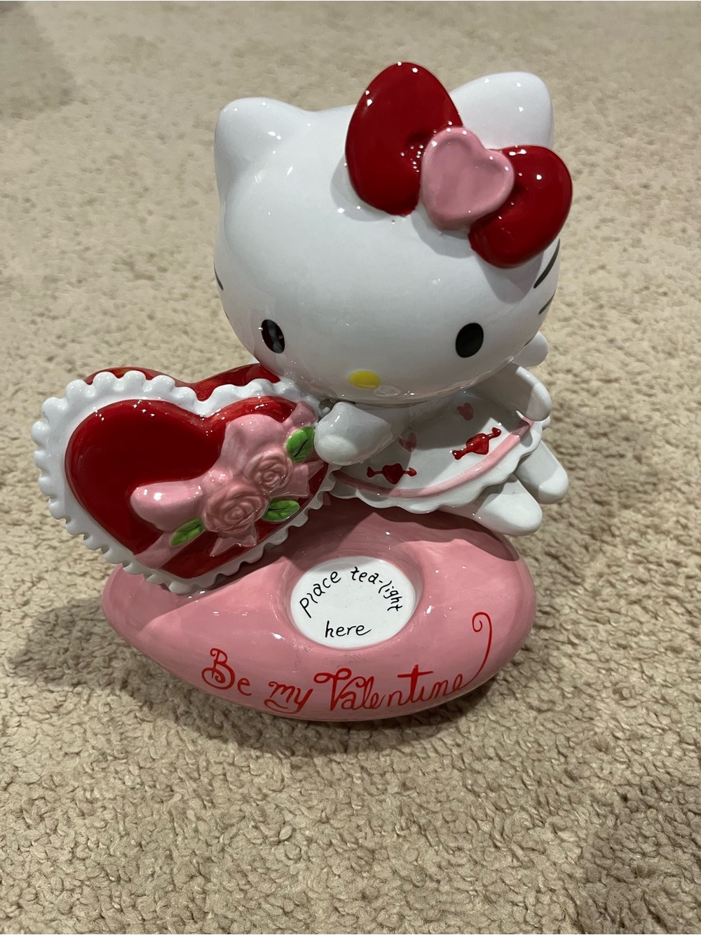 Sanrio Hello Kitty Pink, Red & White Valentine Tea-Light Figurine